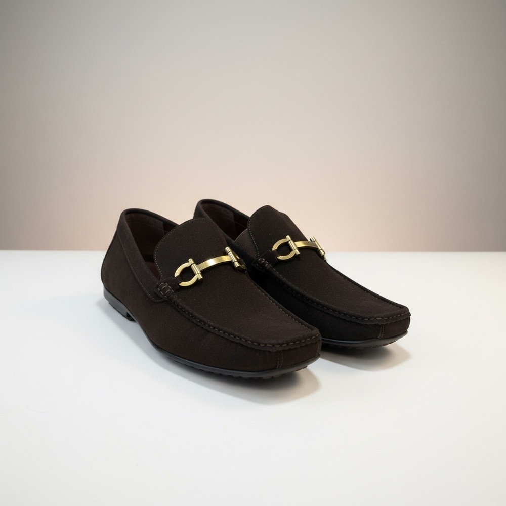 Aurelio fiesso  size 8 new in the box Men's Brown Loafers with Gold Accent